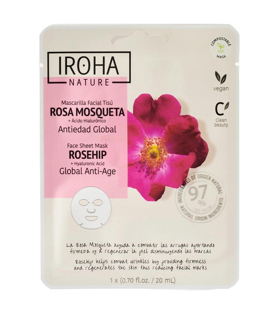 Masque visage Rose Musquée anti-âge global IROHA