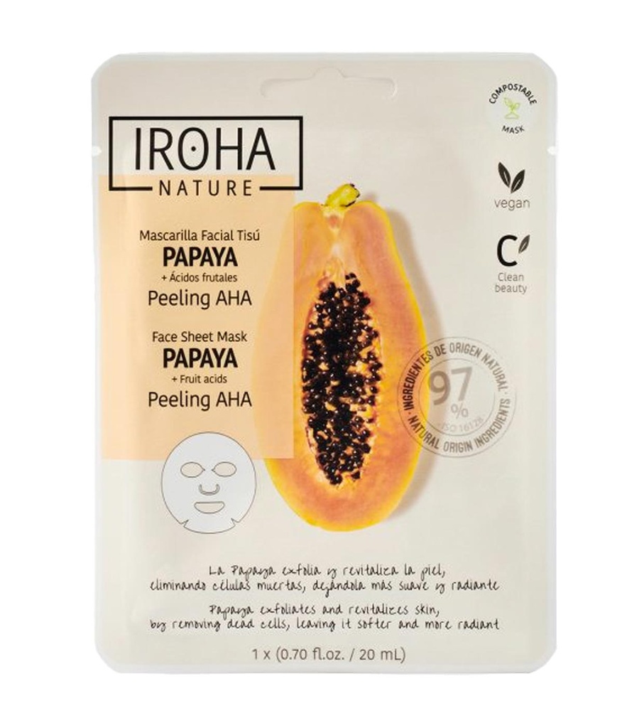 Masque visage Peeling AHA papaye IROHA Nature